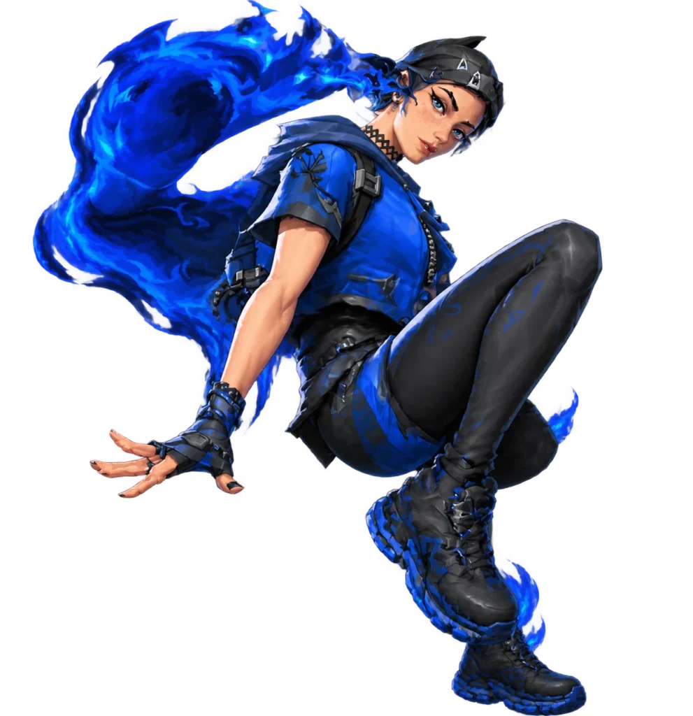 Blue Energy Assassin in Midair